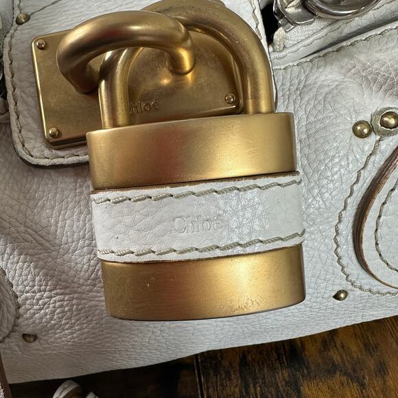 Chloe Paddington White Leather Satchel Bag Vintage Authentic - Picture 12 of 16